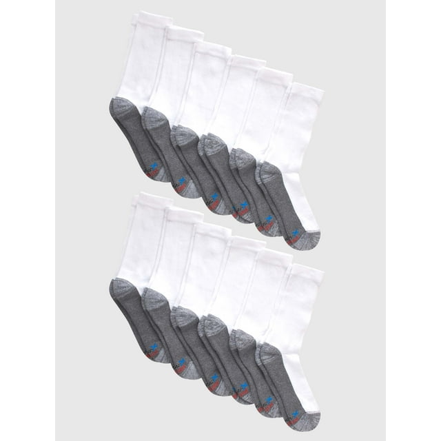 Hanes Men's, X-Temp Cushioned Crew Socks, 12-Pack
