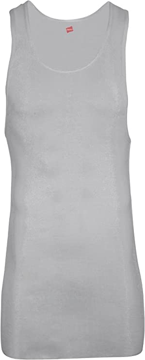 Hanes Men’s Tall 100% Cotton Tank Tops, Undershirts, Tagless and Sleeveless, 6X-Large Tall, Gray - 3 Pack