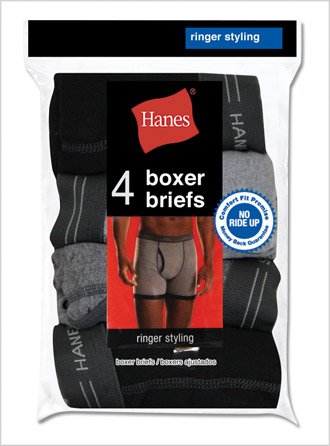Hanes Men's Ringer Boxer Brief 4-Pack, Fashion Assortment, 2X