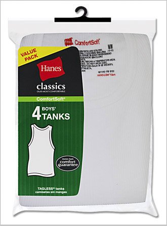Hanes Big Boys' Tank Top, White, Small(Pack of 4)