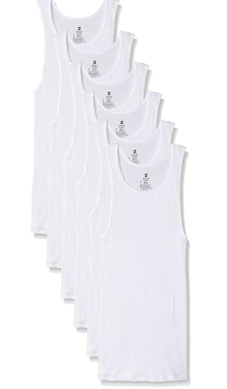 Hanes Men's 6-Pack White Tagless A-Shirts Tanks Tank Top Undershirts, White Pack of 6 Shirts), Medium