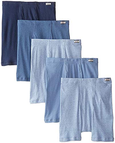 Hanes Men's Big & Tall Blue 5-Pack Stretch Dyed Boxer Brief (ComfortSoft Fabric-Covered Wiastband, Medium)