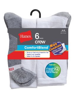 Hanes mens Max Cushion Crew Socks, Available in 6 and 12-pair Pack Casual Sock, White, 12 US