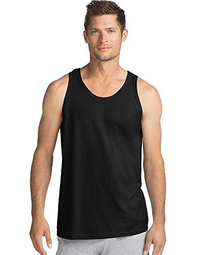 Hanes Best Tagless Ring Spun Cotton Tank Tagless A-Shirts 6-Pack (X-Large (46-48"), Black & Gray)
