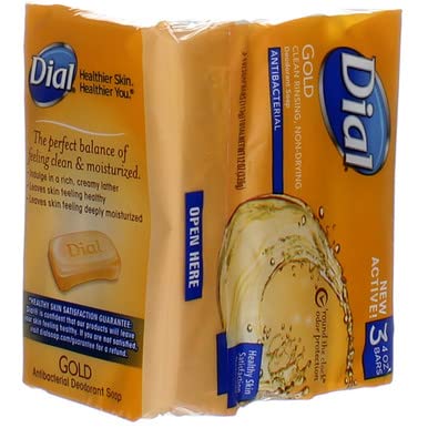 Dial Antibacterial Deodorant Soap Bar, Gold, 4 oz bars, 3 ea (Pack of 6)
