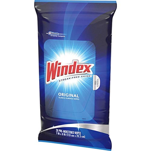 Windex Original Glass and Surface Wipes, 28 Count