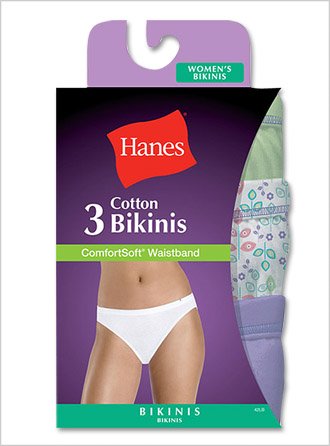Hanes ComfortSoft Cotton Bikini 3-Pack 3-Pack, Assorted, 7