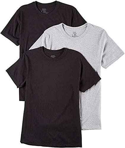 Hanes Classics Men's Traditional Fit ComfortSoft® TAGLESS® Black/Grey Crewneck Undershirt 3-Pack