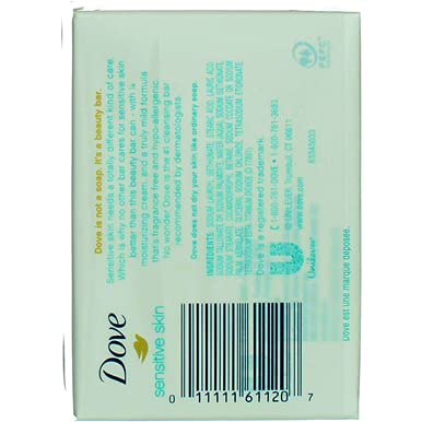 Dove Sensitive Skin Unscented Hypo-Allergenic Beauty Bar 4 oz, 2 ea