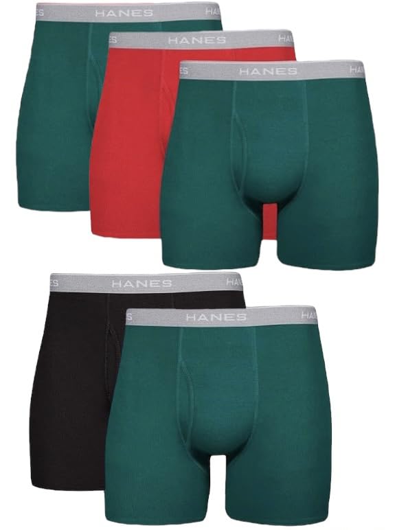 Hanes Ultimate Men's Tagless Boxer Briefs 5-Pack, Multi, X-Large