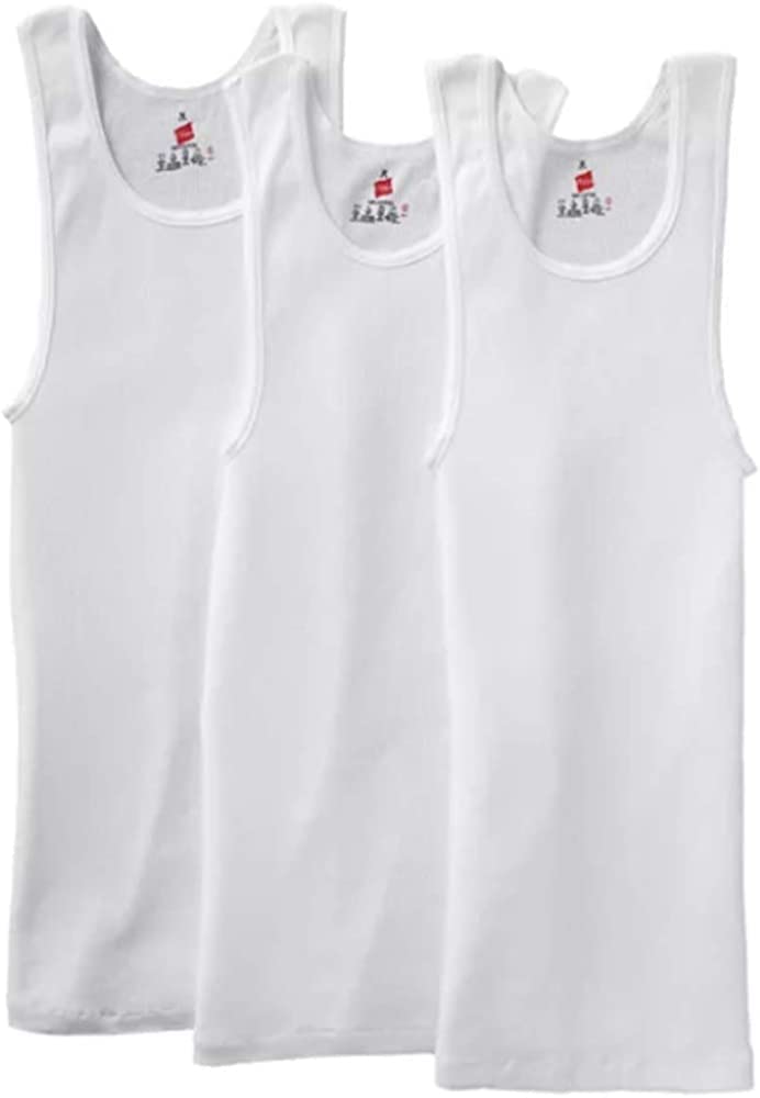 Hanes Men’s Tall 100% Cotton Tank Tops, Undershirts, Tagless and Sleeveless, 6X-Large Tall, Gray - 3 Pack