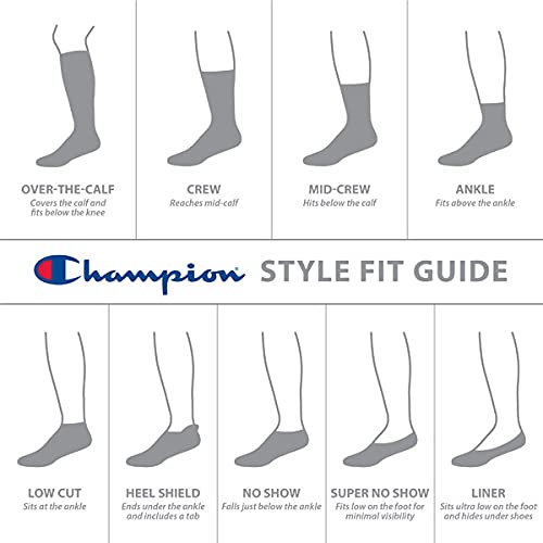 Champion Women's, Double Dry Socks, Crew, Ankle, and No Show, 6-Pack, White/Grey/Black, 5-9