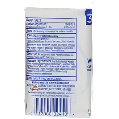 Dial White Antibacterial Bar Soap, 4-Ounce Bars, 3-Count (Pack of 4)