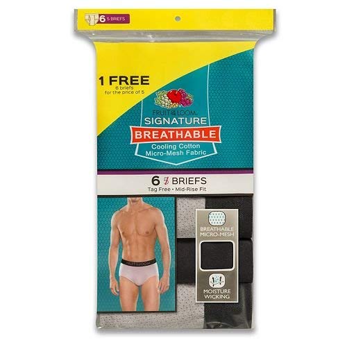 Fruit of the Loom Men's Stripe Solid Fashion Brief(Pack of 6) - Small