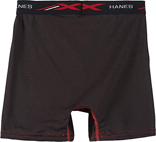 Hanes Kids Boys' X-Temp 4-Pack Boxer Briefs, Black w/Assorted Color Stitching, SM (Waist 21-23")