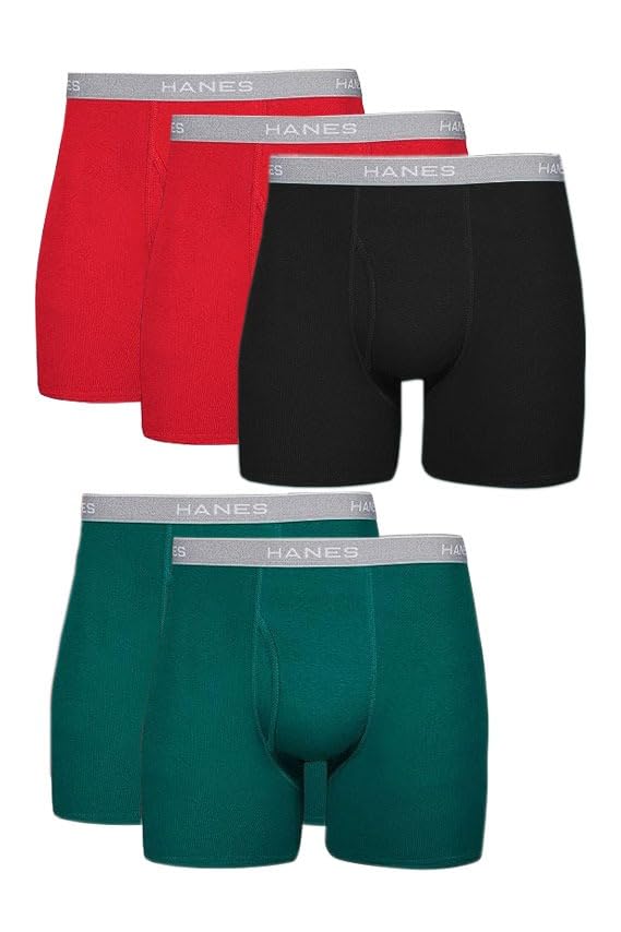 Hanes Men Boxer Briefs, Cool Dri Moisture-Wicking Underwear, 5 Pack - Multicolor, Medium
