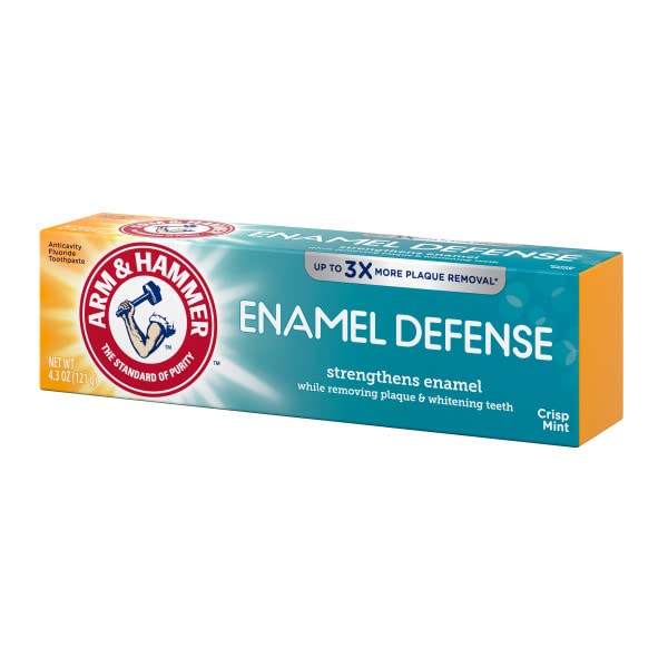 ARM & HAMMER Enamel Defense Fluoride Anticavity Toothpaste Fresh Mint 4.3 oz (Packs of 2)