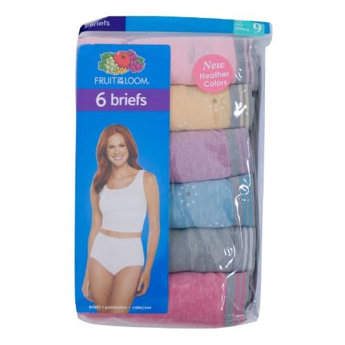 Fruit of the Loom Women's 6-Pack Heather Brief Panties,Assorted,5