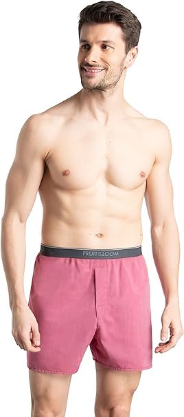 Fruit of the Loom Men's Woven 6 Pack Exposed Waistband Boxer Shorts, Assorted, Small