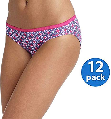 Hanes Women's 12Pack 100% Cotton BIKINI Underwear Ladies Panties, White 9