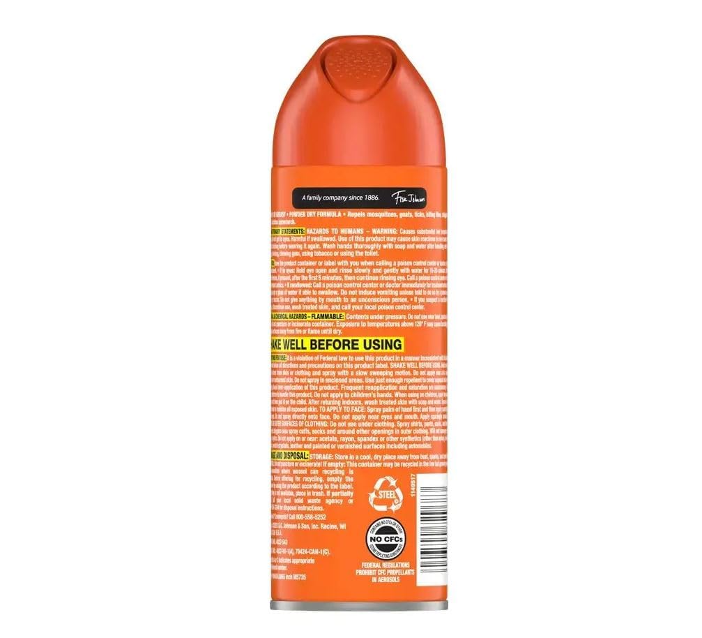 OFF! Familycare Smooth & Dry Insect Repellent Aerosol, Powder Dry Formula, Bug Spray with Long Lasting Protection from Mosquitoes 6 Ounce