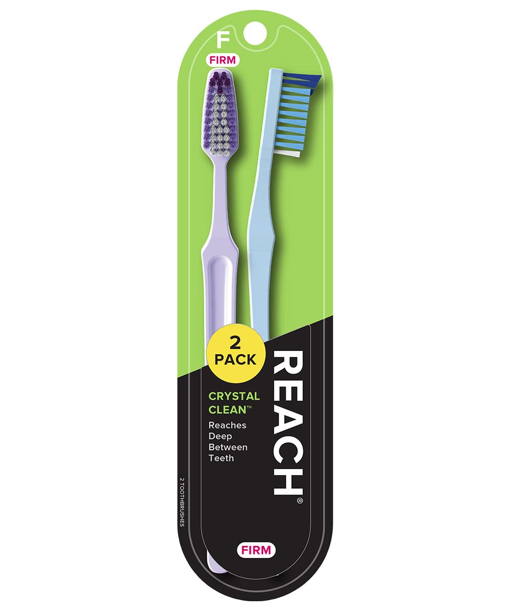 REACH Crystal Clean Firm Adult Toothbrush, 1 ea - Colors May Vary (Pack of 6)