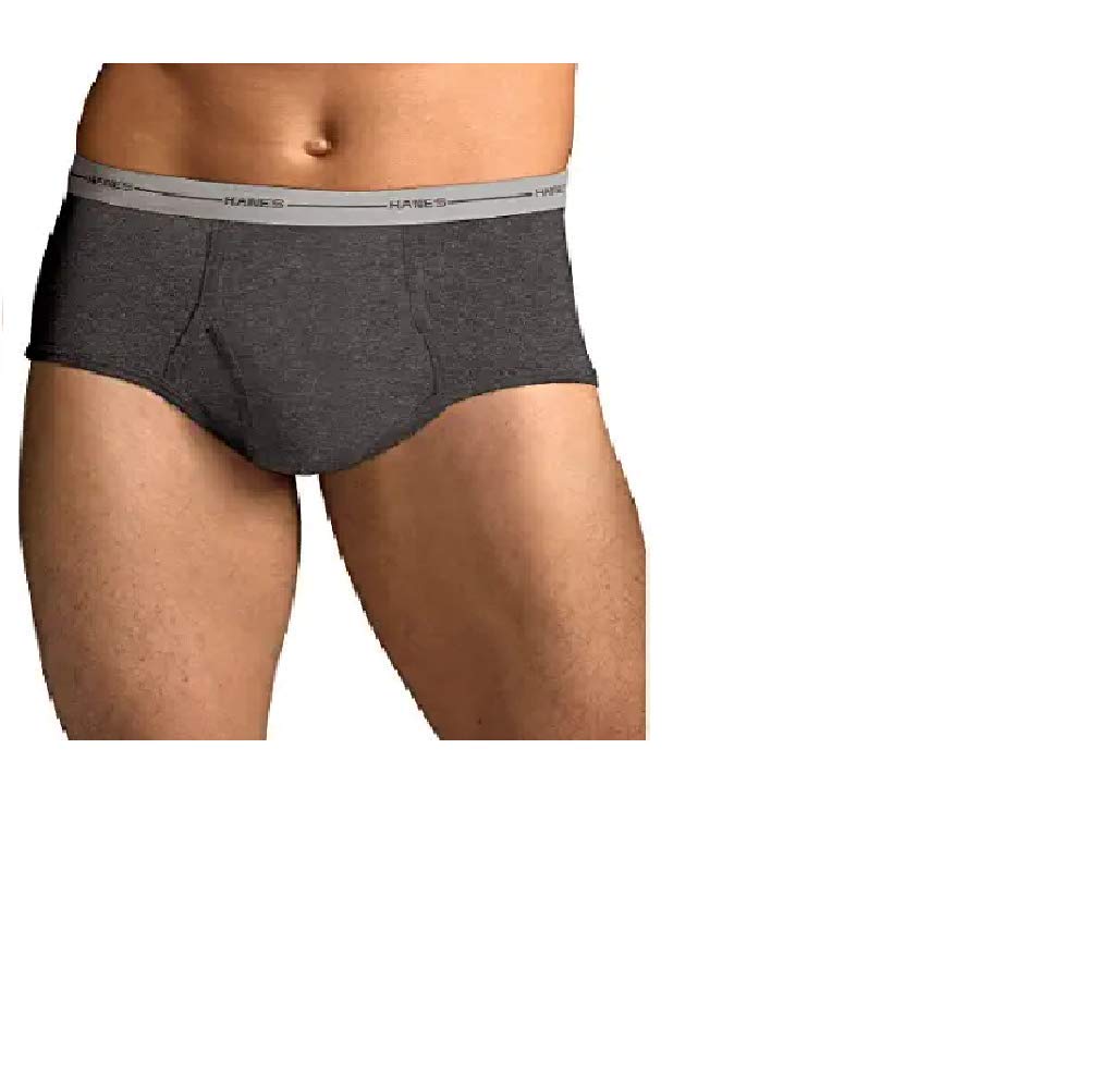Hanes Mens Tagless Briefs-underwear, Black/Grey, Large US