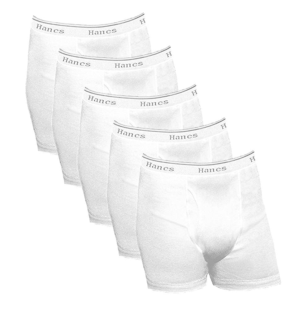 Hanes Men Boxer Breif Classic Style Tag Free| 100% Cotton|Comfort Flex waistband| White Black & More - White X-Large