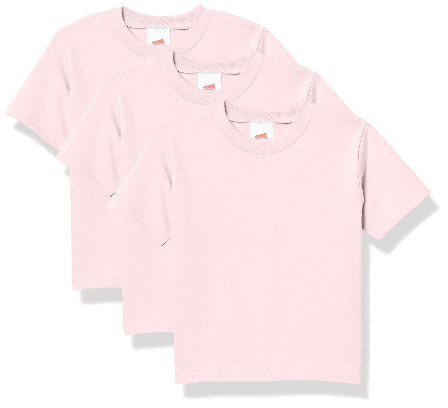 Hanes Toddler Boys' Essentials Short Sleeve T-shirt Value Pack (3-pack), Pale Pink, 4T