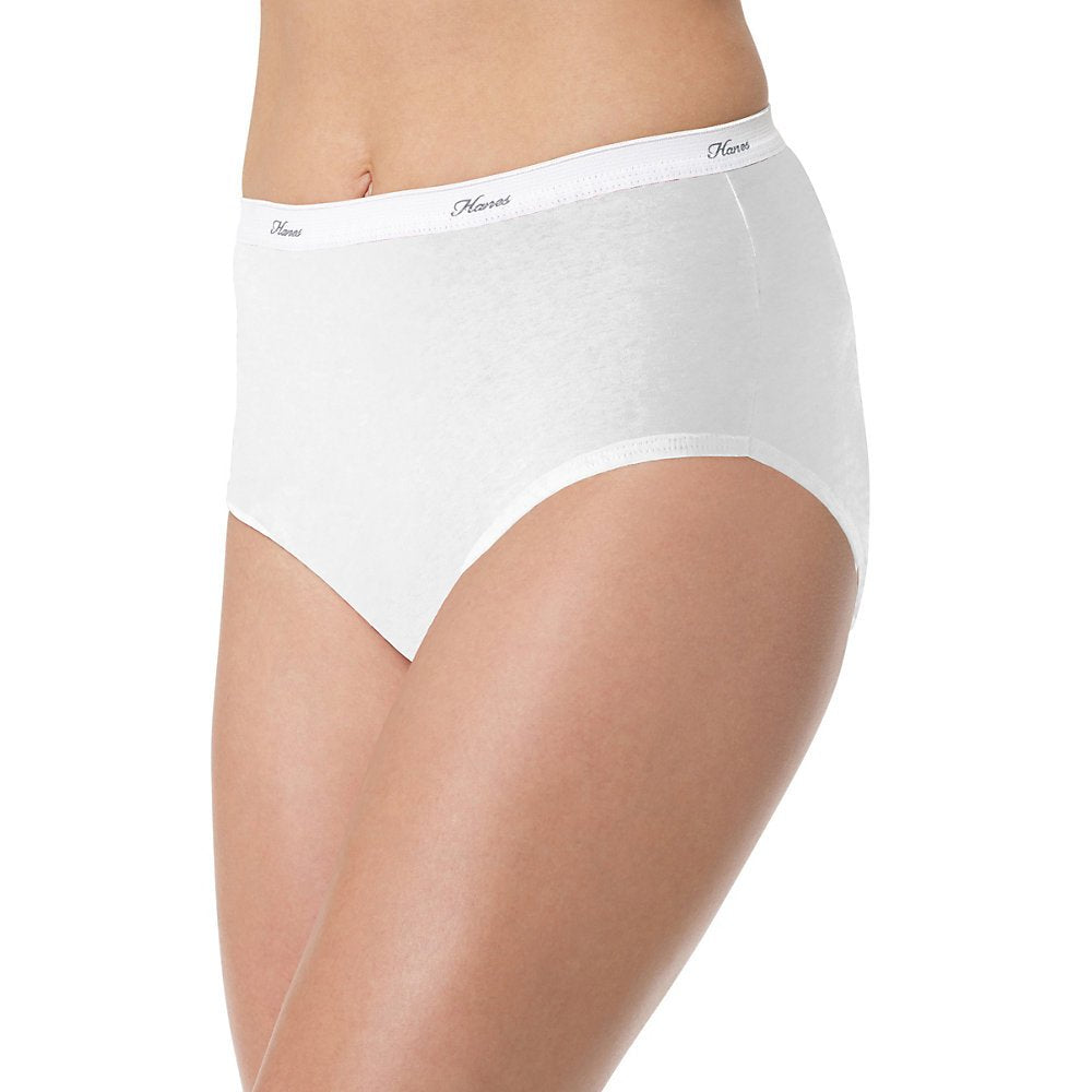Hanes and Cool Comfort and 153 Womens Cotton Brief Panties 6-Pack PP40AD - White - 5