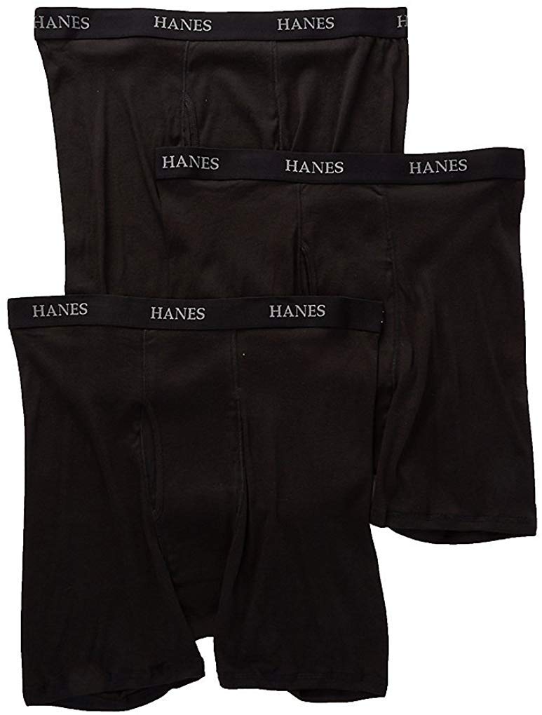Hanes Men's Big Boxer Brief (Pack of 3) Black, 3X-Large (Pack of 3)
