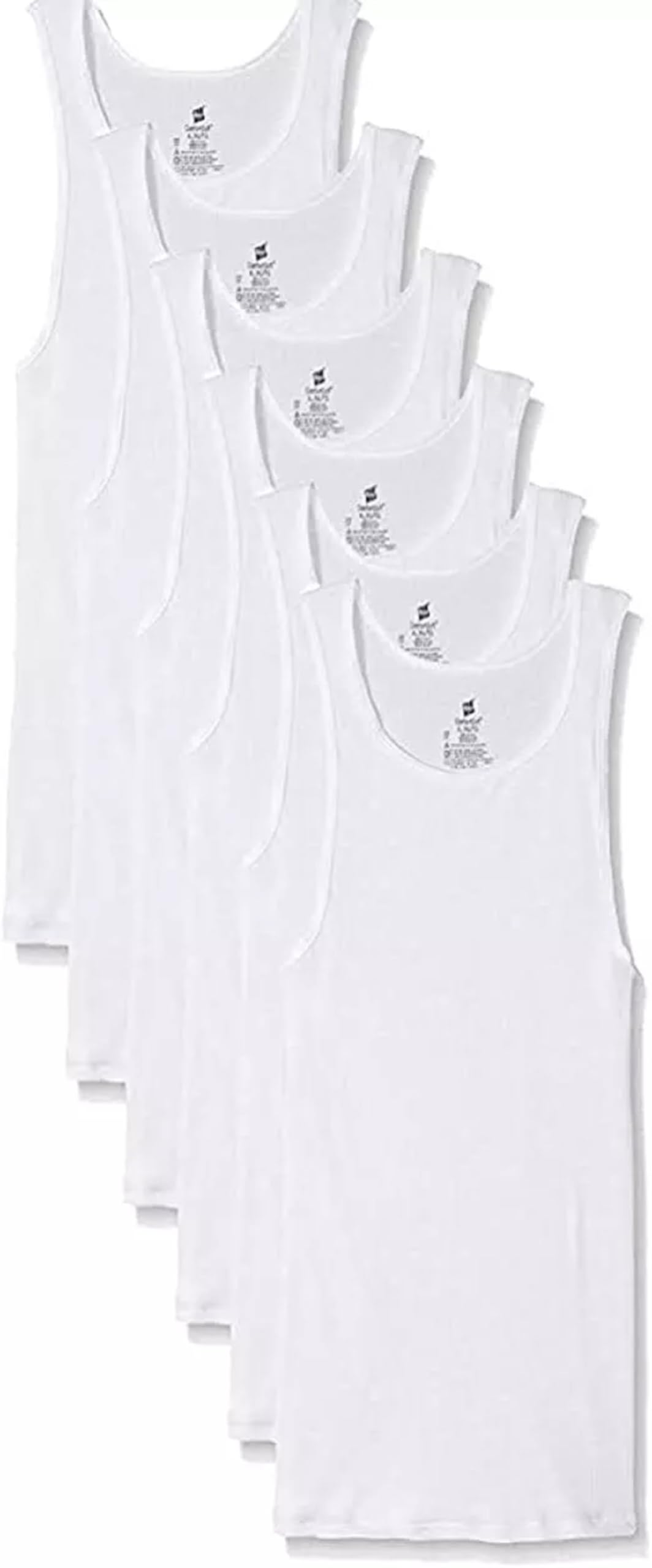 Hanes Men's 6-Pack White Tagless A-Shirts Tanks Tank Top Undershirts, White Pack of 6 Shirts), Medium
