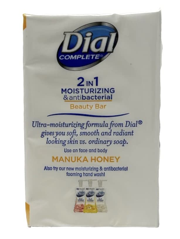 Dial Complete Beauty Bar Soap - 2 in 1 Moisturizing & Antibacterial - Manuka Honey - 3 Count 3.2 OZ Beauty Bars Per Package - Pack of 2 Packages