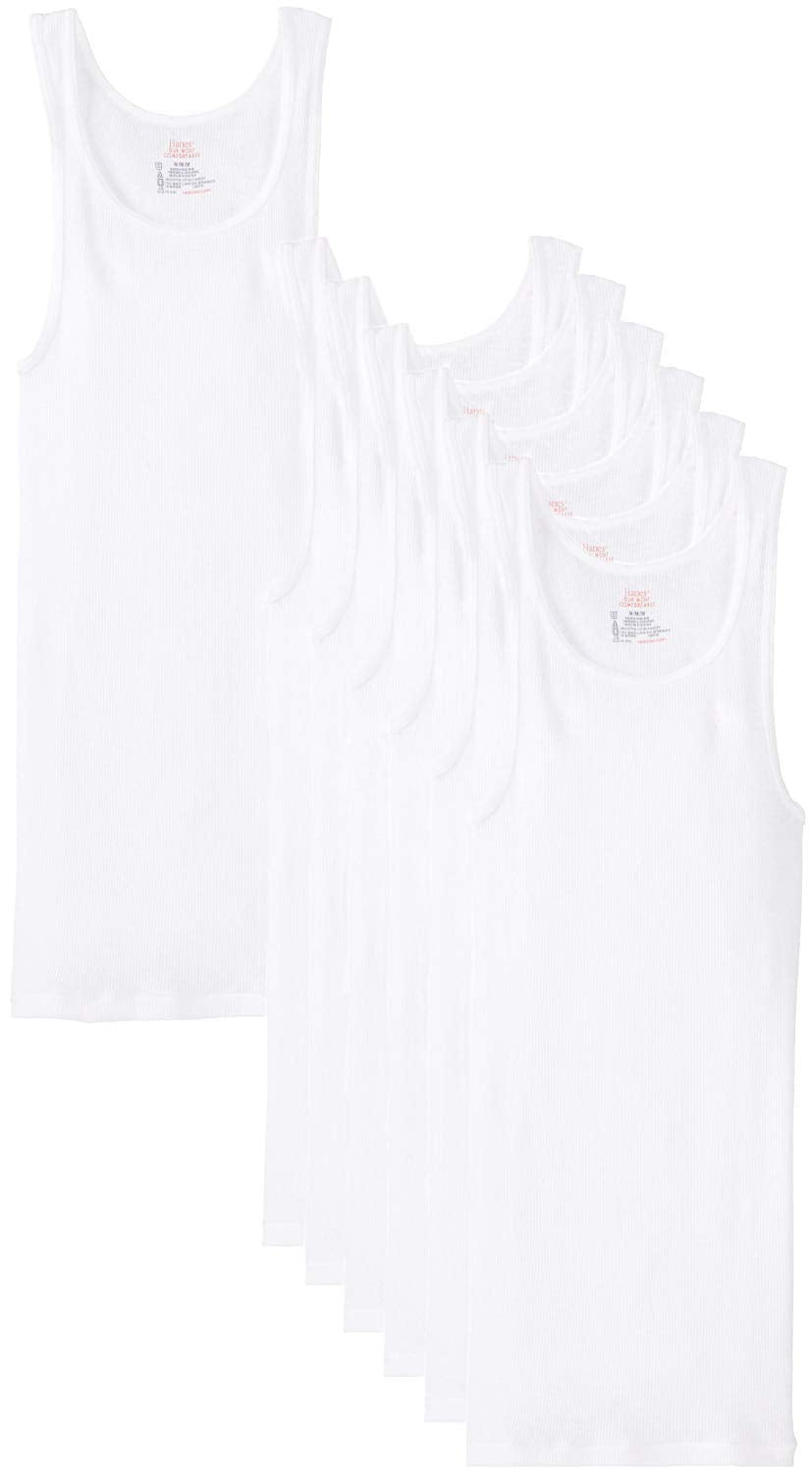 Hanes Ultimate Men's 7-Pack ComfortSoft Tank (Small (34-36), White)