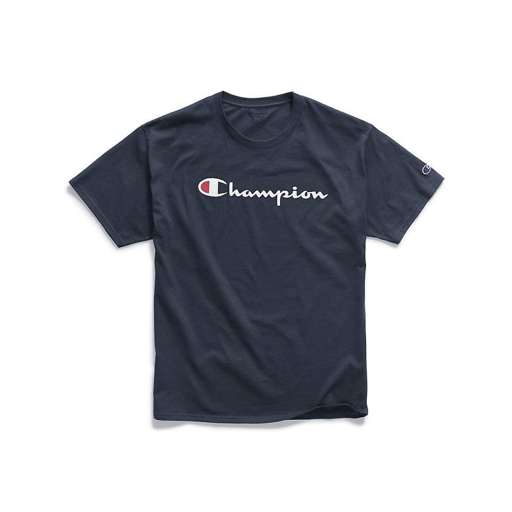 Champion mens Classic T-shirt, Classic Script T Shirt, Navy-y06794, Medium US