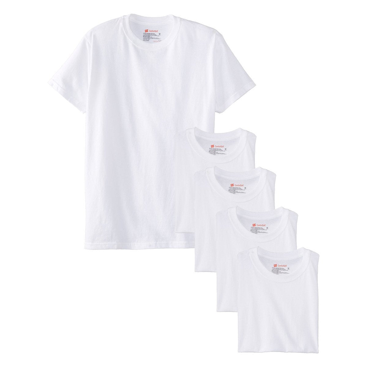 Hanes Men's 5Pack Crew Neck Tagless White Undershirts Crewneck T-Shirts, 5XL