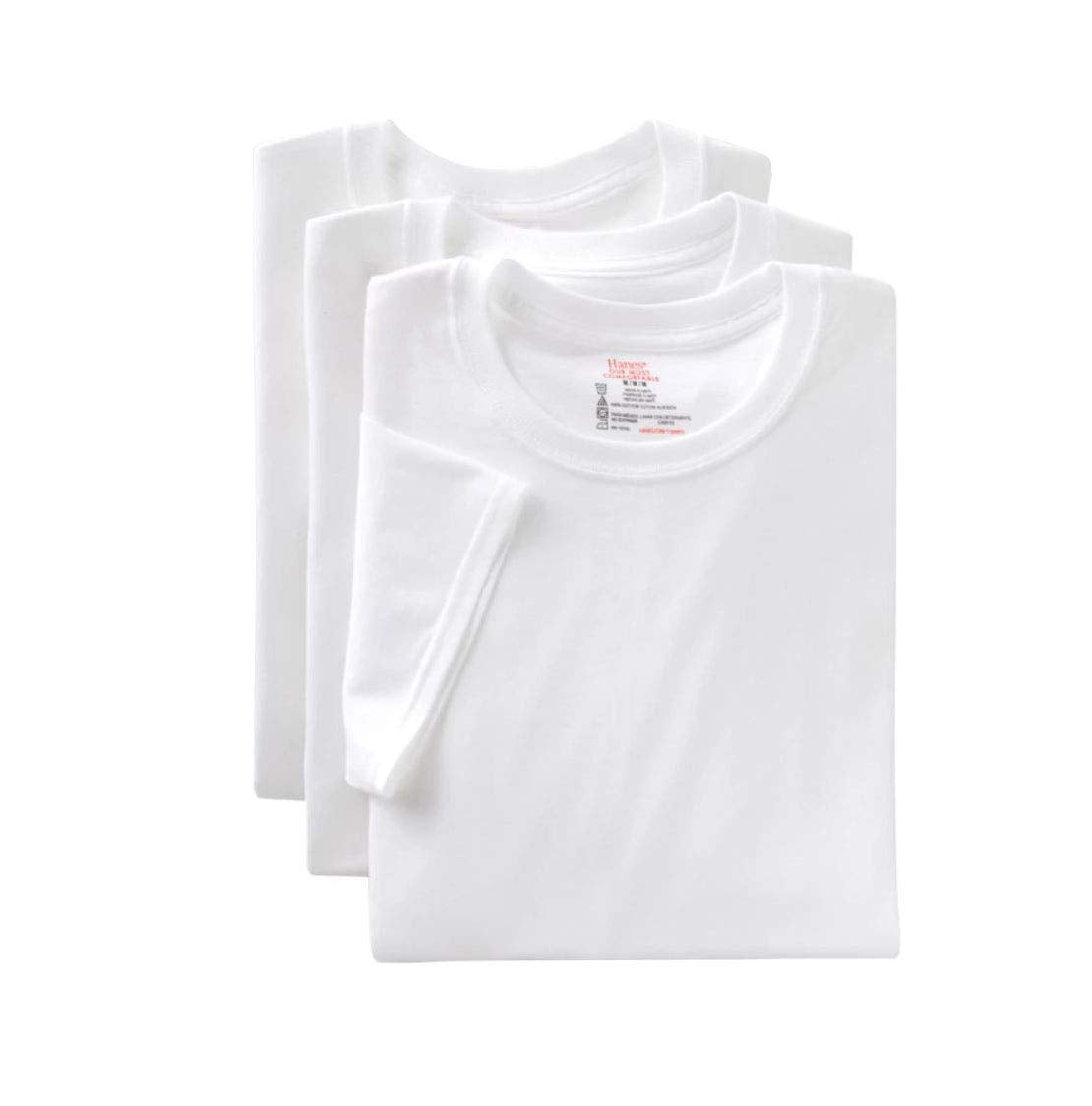 Hanes Cotton Modal Men's 3-Pack FreshIQ Crew Neck Tee, White, X-Large