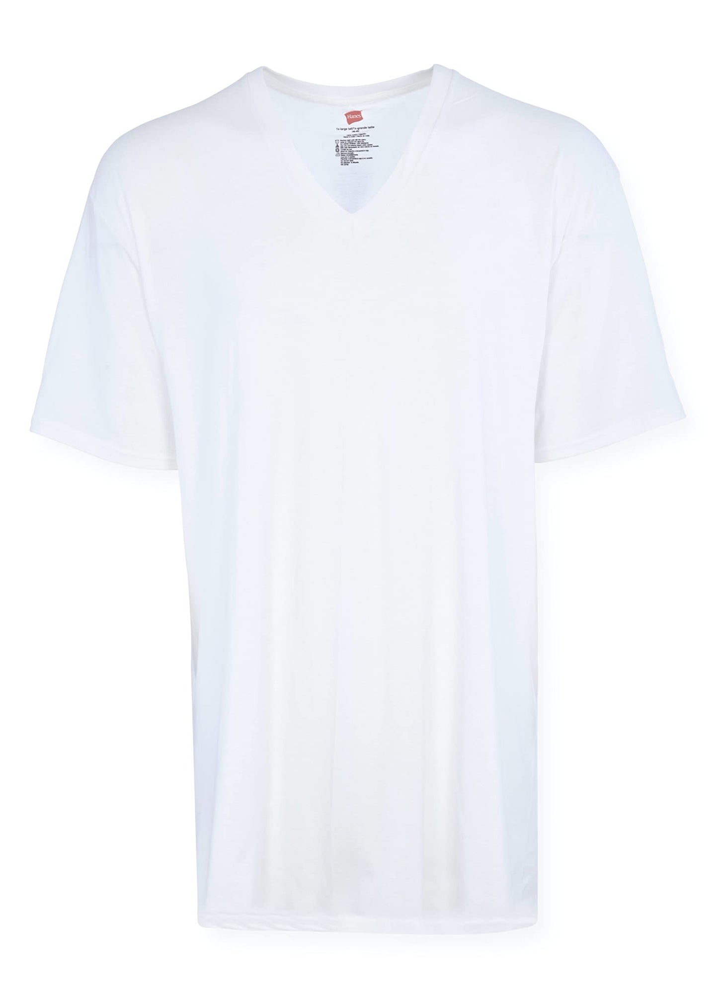 Hanes Men’s Tall 100% Cotton V-Neck Undershirts, Tagless, Ultra Comfort, 5X-Large Tall, White - 5 Pack