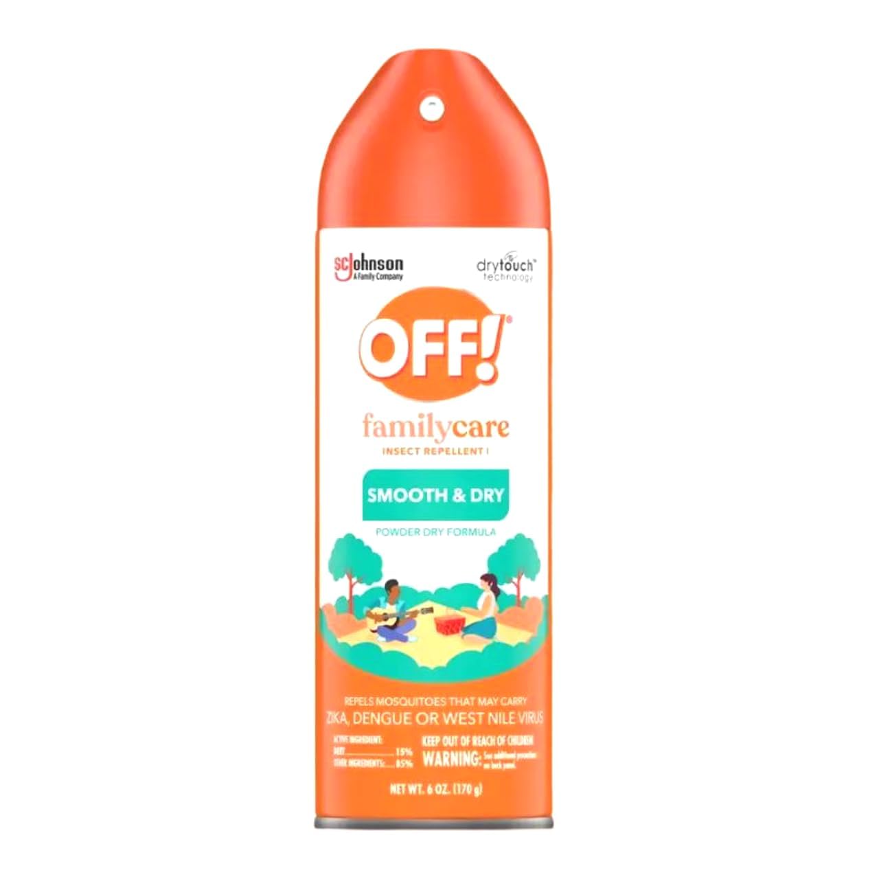 OFF! Familycare Smooth & Dry Insect Repellent Aerosol, Powder Dry Formula, Bug Spray with Long Lasting Protection from Mosquitoes 6 Ounce