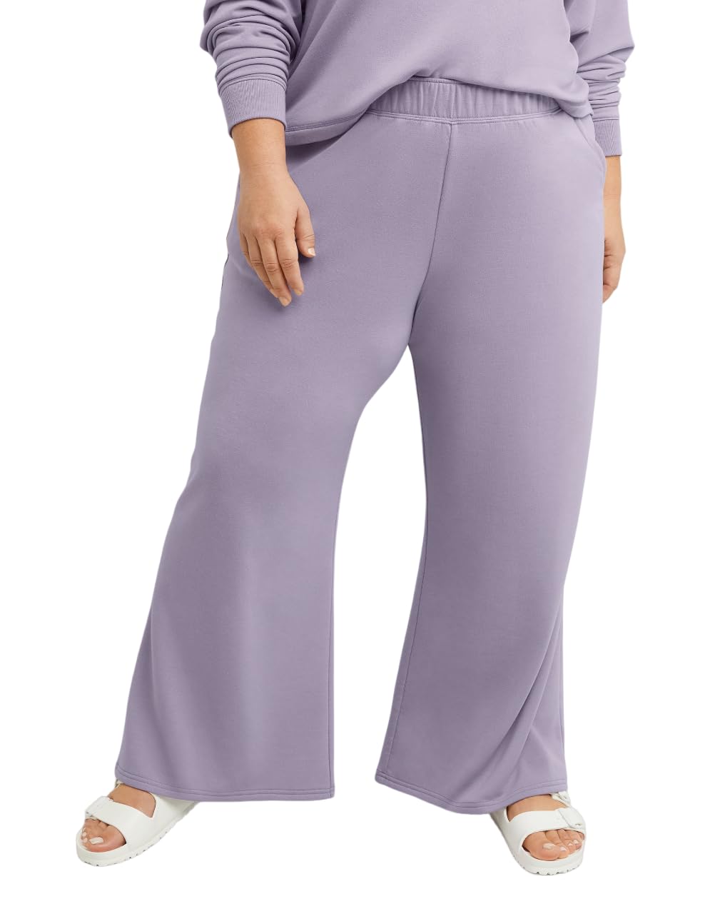 Hanes Comfortblend Women's Standard Originals Fleece Palazzo Pants, Soft Brushed Flare Leg Sweatpants, 28.5", Plus Sizes, Wheat Heather