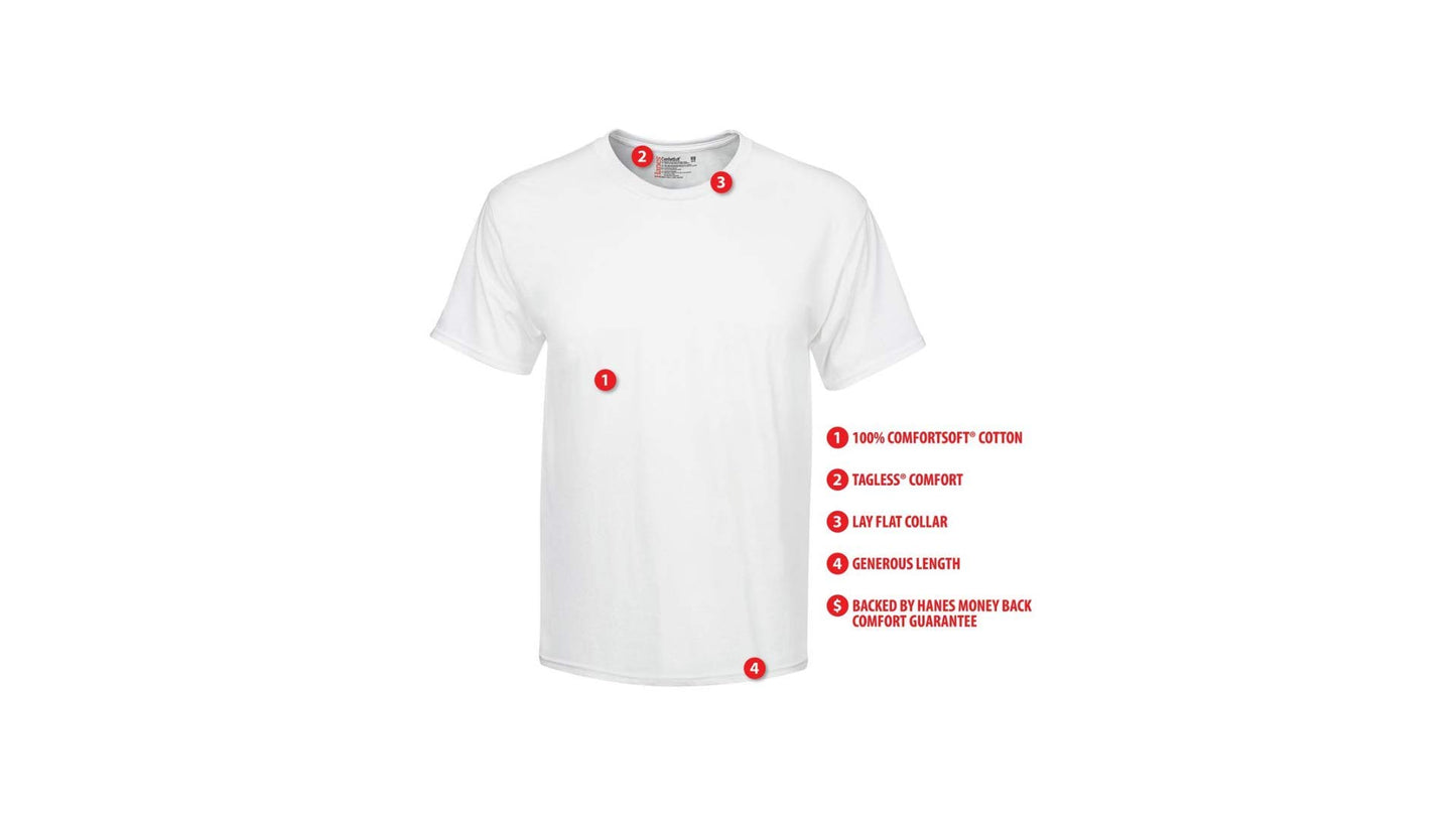 Hanes Men's 5Pack Crew Neck Tagless White Undershirts Crewneck T-Shirts, S