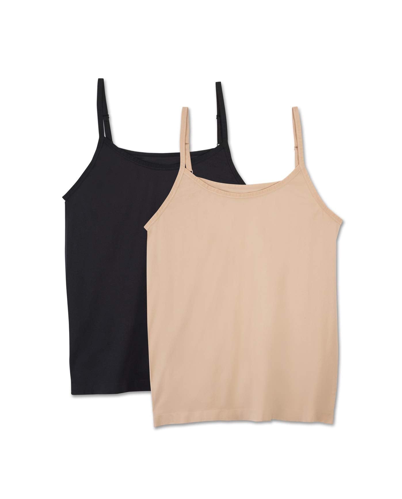Fruit of the Loom Plus Size Women's 2pk Seamless Cami, 1 Black / 1 Nude, XXX-Large