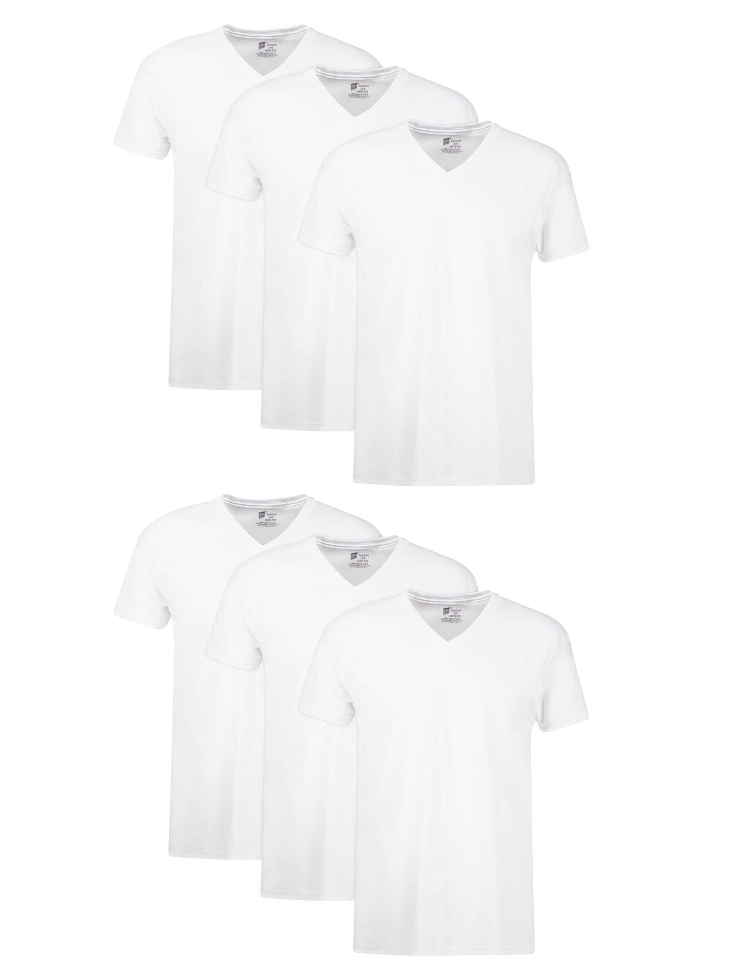 Hanes Mens Cotton, Moisture-wicking V-neck Tee Undershirts, Multiple Packs And Colors, White - 6 Pack, Small US
