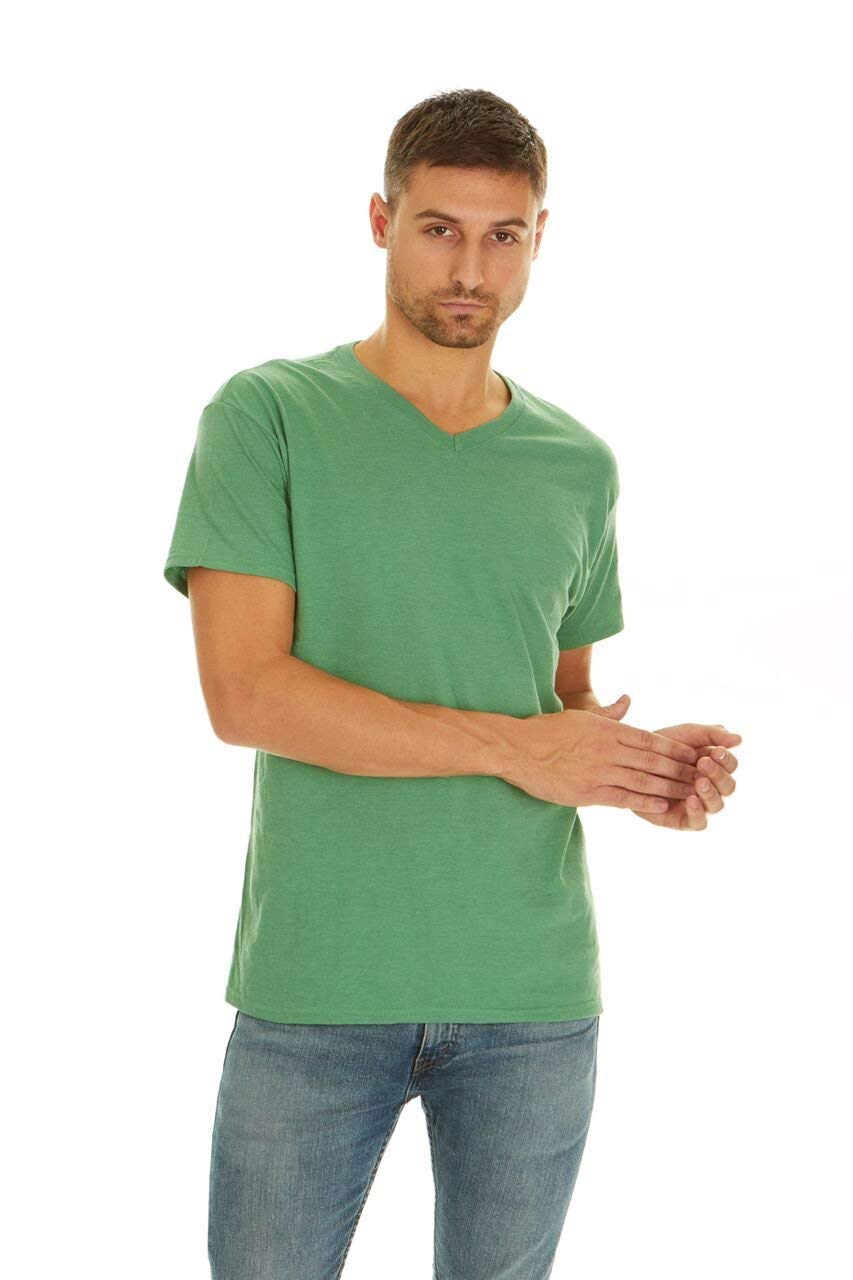 5 Pack Variety of Fruit of the Loom Men's V-Neck T-Shirt, Large