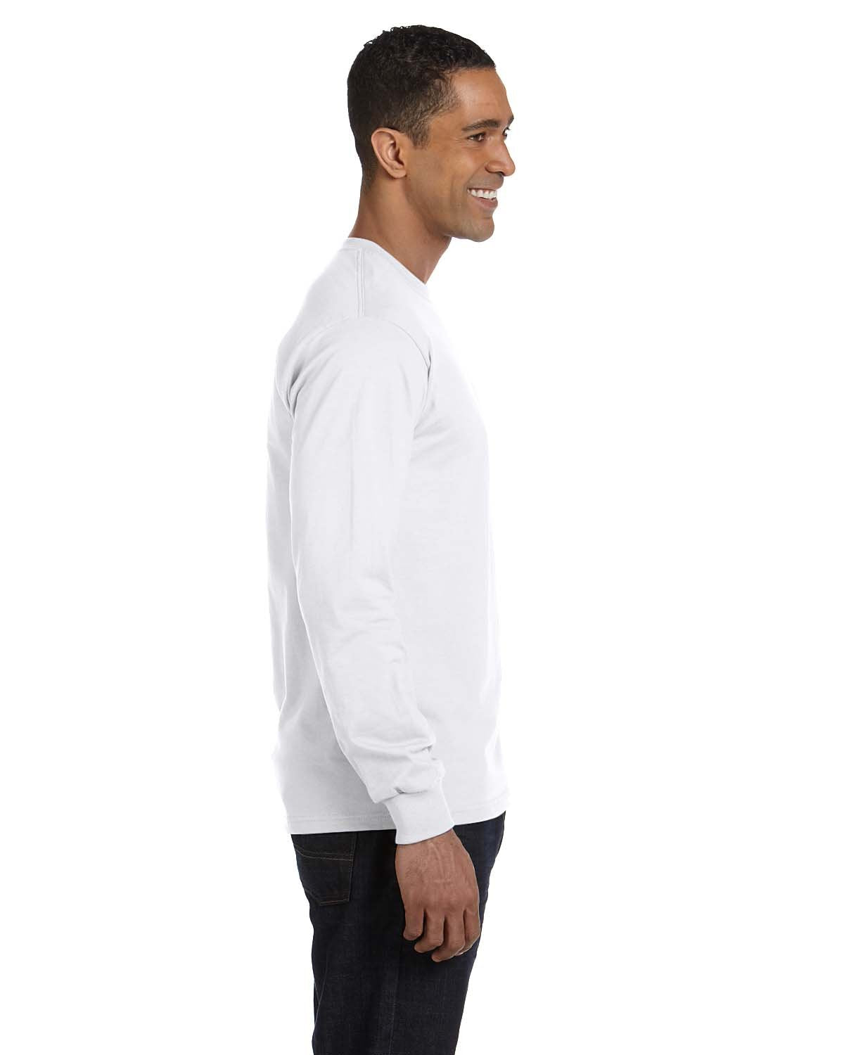 Hanes Long Sleeve Beefy-T T-Shirts (Medium, White)