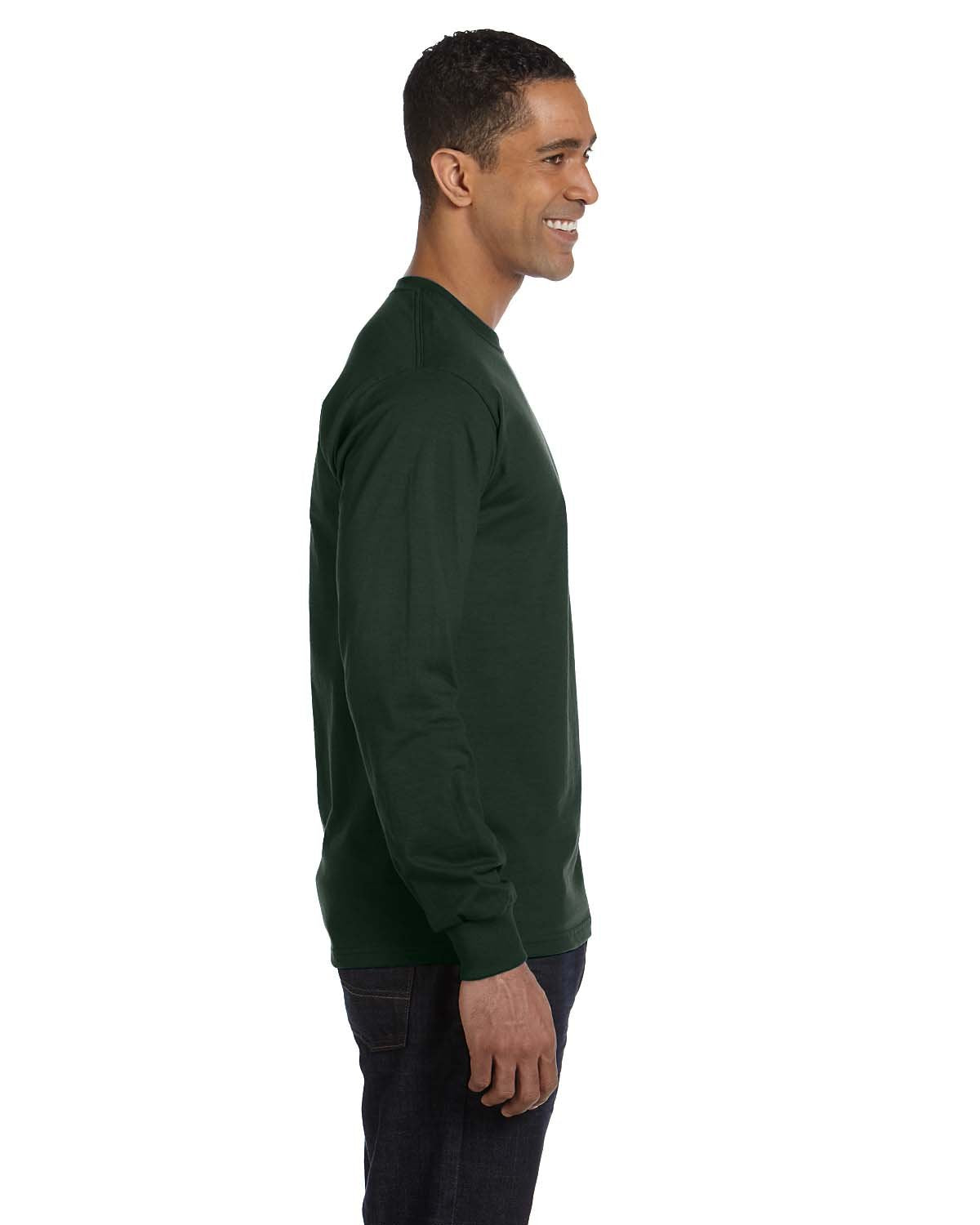 Hanes Long Sleeve Beefy-T T-Shirts (3X-Large, Deep Forest)