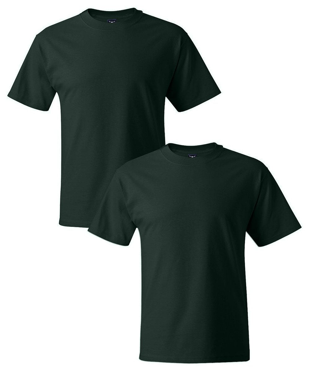 Hanes Men's Short Sleeve Beefy-T (Pack of 2), Deep Forest, Large