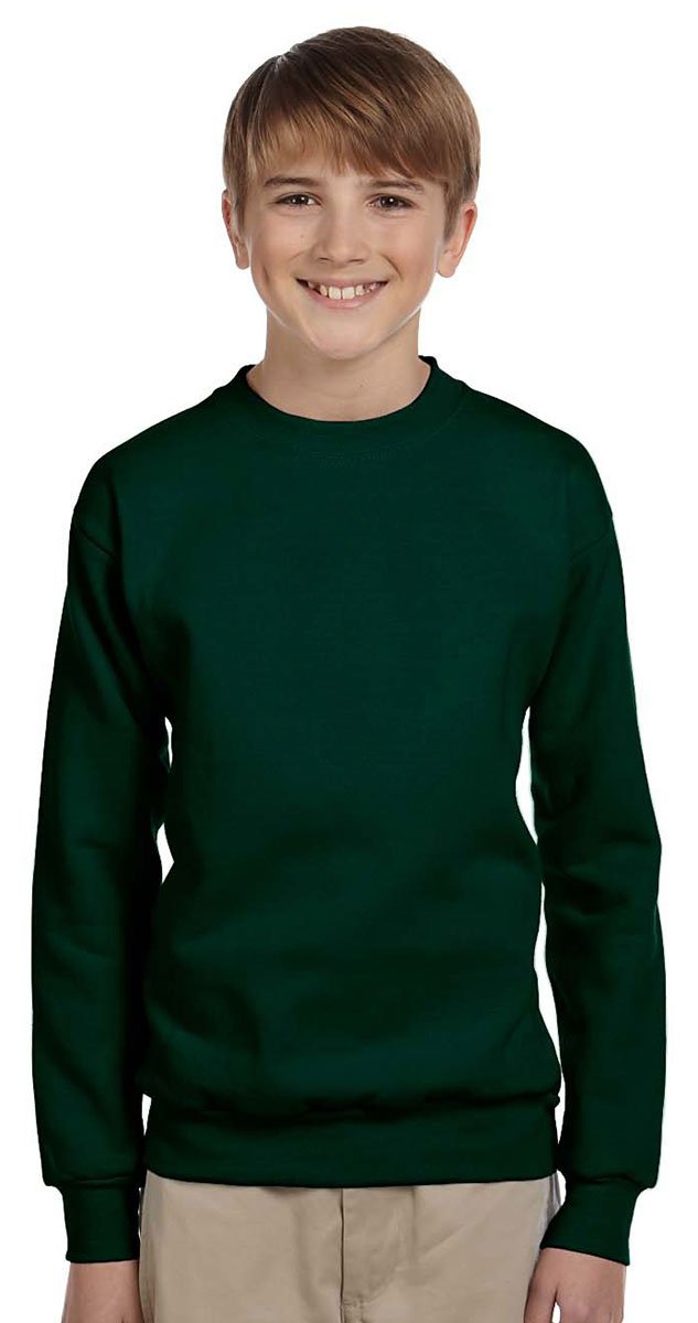 Hanes Youth Cotton Crewneck Fleece Closure Sweatshirt Pack 3, Deep Royal, Small