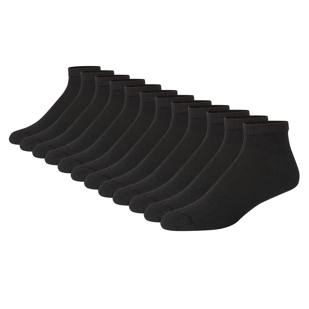 Hanes mens X-temp Cushioned Ankle Socks, 12-pair Pack Casual Sock, Black, 6 12 US