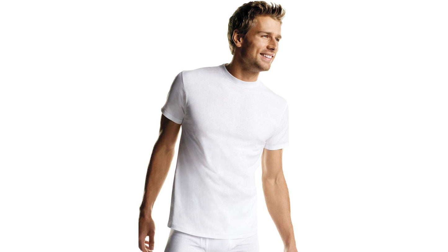 Hanes Men's 5Pack Crew Neck Tagless White Undershirts Crewneck T-Shirts, S